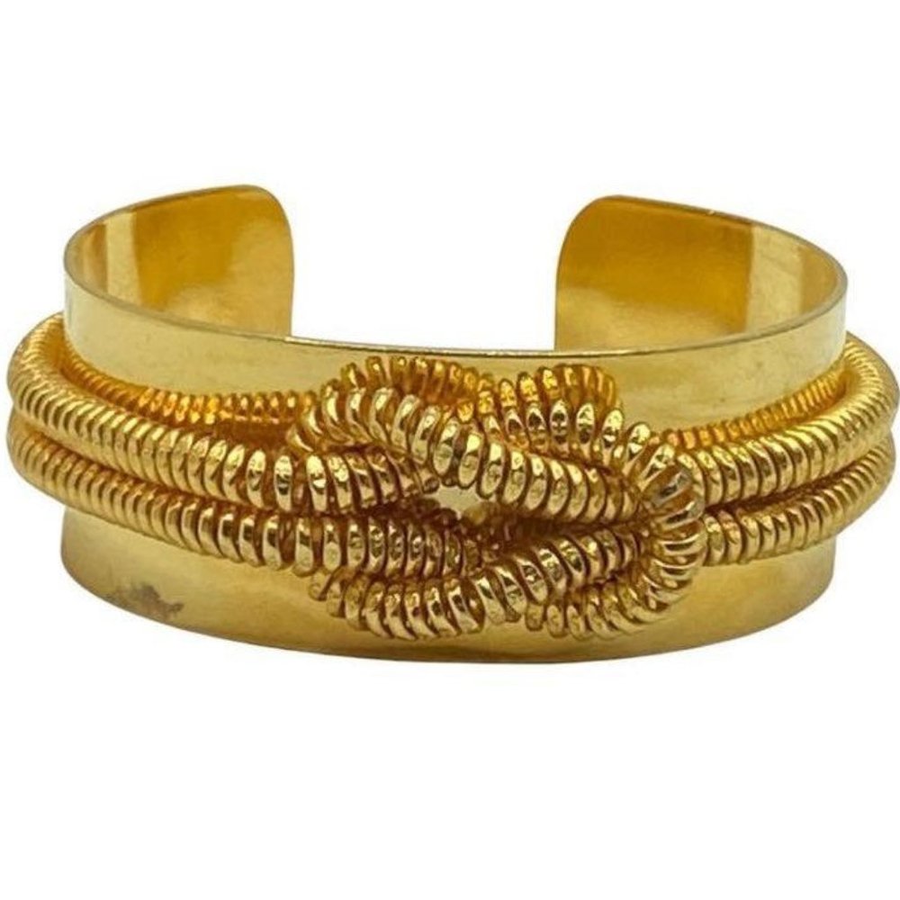 Retro Achilles Jewelry love knot wide gold tone cuff bracelet - Picture 1 of 5